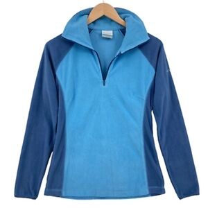 Columbia Arctic Air Lightweight Fleece Polar Blue Combo Quarter Zip Size Small